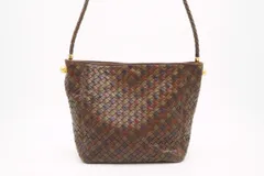 ボッテガ ヴェネタ イントレチャート ワンショルダーバッグ マルチカラー ゴールド金具 レザー 茶 ブラウン BOTTEGA VENETA 6096h