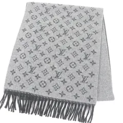 極美品□LOUIS VUITTON ルイヴィトン 2021年製 M75900 モノグラム・グラディエント カシミヤ ウール フリンジマフラー グレー ブラック イタリア製 正規品 メンズ