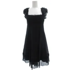 ジルスチュアート JILL STUART 美品 ワンピース 0 シルク ひざ丈 ドット柄 総柄 黒 ブラック /AE ■GY06