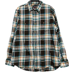 OLD NAVY オールドネイビー ネルシャツ L チェック柄 ブラウン ターコイズブルー Regular Fit 厚手 長袖 フランネルシャツ アメカジ 古着 ワークシャツ ヴィンテージ 90s Y2K ストリート オーバーサイズ メンズ / IA511