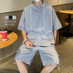 セットアップ メンズ シンプル ワーク風 半袖シャツ ハーフパンツ 未使用 ショートパンツ スポーツ スウェット トレーニング ゆったり 大きいサイズ かっこいい 韓国 ファッション 夏服 送料無料xkxiaoz303