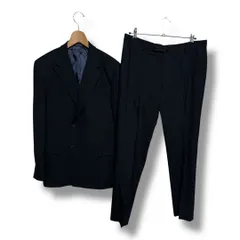 Social ソーシャル ダブルブレスト セットアップ スーツ 日本製 背抜き 濃紺 ウール オフィス ビジネス 紳士 メンズ サイズ50 ネイビー ゴーゴー古着久喜倉庫店 59 No.K1788Y