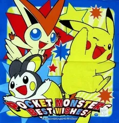 FST-0810-0611-C  キャラクター ランチクロス  ポケットモンスター （ ポケモン ）ベストウィッシュ （ 青 ) １６  （ ポケモン ランチョンマット 給食ナフキン ランチマット 子供 幼稚園 男の子 女の子 ハンドメイド