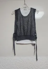ZARA ザラ メタリック メッシュ ニット ベスト & 白 トップス セット