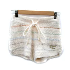 ジェラートピケ gelato pique ルームウエア ショートパンツ 短パン マルチボーダー柄 ロゴ刺繍 F ライトベージュ /SY12