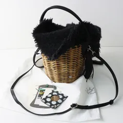 未使用 定価91300円 エバゴス ebagos Amu Amu バスケットS(カシミヤ被せ) ブラック×ナチュラル ショルダーかごバッグ┃【2400014904611】のサムネイル