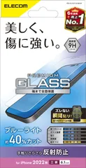 エレコム iPhone 14 Pro ガラスフィルム ブルーライトカット アンチグレア 反射防止 強化ガラス 表面硬度9H 指紋防止 飛散防止 マット エアーレス PM-A22CFLGGBLM クリ [1)フィルム単体] [4)マット+ブルーライトカット付き]