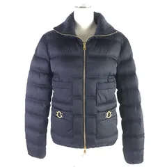 極美品▼MONCLER モンクレール 2022年製 FER ロゴグラム 総柄 ロゴワッペン付き ダウンジャケット ネイビー ゴールド金具 00 国内正規品 レディース