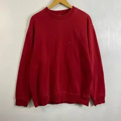 90s TOMMY HILFIGER スウェット トレーナー フロント ワンポイントロゴ 刺繍 レッド VINTAGE メンズ サイズ M D266
