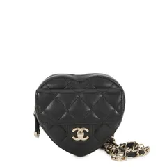 シャネル チェーンウエストバッグ マトラッセ ハート ココマーク ラムスキン AP2787 CHANEL バッグ 黒のサムネイル