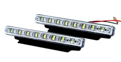 【在庫セール】【ノーブランド品】デイライト LED 16発 12V 汎用 左右 2個セット ホワイト 取り付けステー付属