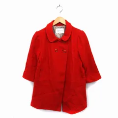 バナナリパブリック BANANA REPUBLIC ステンカラー コート アウター ミディ丈 ウール混 ダブル 七分袖 M 赤 レッド /NT3