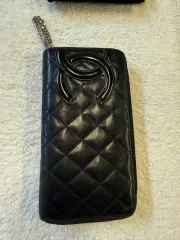 シャネル ブラック キルティング 長財布 (カンボン財布)