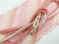 【一輝堂】和装小物 帯揚げ帯締めセット 帯揚 帯締 未使用 振袖用 総絞り 丸組 金糸 飾り付 美品 26w04-4424