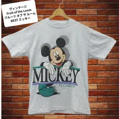 ヴィンテージ  Fruit of the Loom フルーツ オブ ザ ルーム BEST ミッキー Tシャツ 半袖 USA製 グレー メンズ サイズ M M003-08-0325⑤