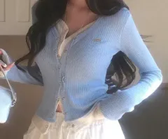 新品) レイヤード ゴージカーディガン (ライトブルー, イエロー)