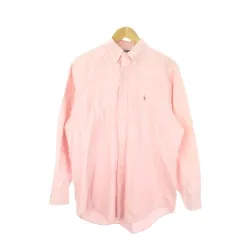 ラルフローレン RALPH LAUREN シャツ 16.5-34 ピンク 長袖 ボタンダウンカラー ロゴ刺繍 /AO27 ■ECD003
