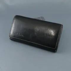 Paul Smith ポールスミス キーケース USED品 ４連 レザー ブラック メンズ マルチストライプ X9563