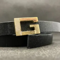GUCCI　グッチ　ベルト　レザー　表記サイズ 75-30　Gロゴ　ゴールド金具　ブラック系　1609
