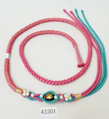 帯締め 正絹 飾り大 飾り玉 パール ビーズ 豪華金糸入 ピンク色 振袖 浴衣 NO43301