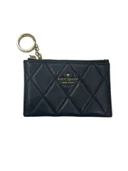 【管理番号-P】kate spade ケイトスペード キャリースムースキルテッドレザースモールジップカード カードケース 中古 現状品