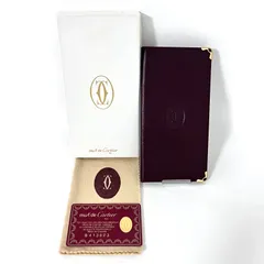SD6766 Cartier カルティエ マストライン ボルドー レザー 二つ折り長財布 ロングウォレット 札入れ
