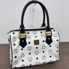 （s） エム シー エム ヴィセトス ハンドバッグ ミニボストンバッグ ホワイト ネイビー PVC レザー レディース MCM /0405のサムネイル