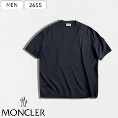 【定価127,600円(税込)】MONCLER モンクレール 大人の余裕を漂わせる！同色アイコンパッチ付き クルーネックシルクコットンニットTシャツ ティー 半袖 ハーフスリーブ サマーニット CREW NECK 国内正規品/モンクレールジャパン ブラック L