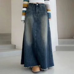 デニムスカート 春秋 レディース ボトムズ ロングスカート Aラインスカート デニムブルー ロングデニムスカート おしゃれ ファッション 可愛い 通学通勤 weixz354