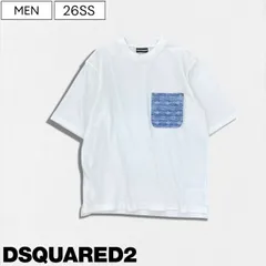 【定価64,900円(税込)】DSQUARED2 ディースクエアード   柔らかなコットンジャージー素材にDsquared2モノグラムポケットで大人の余裕と遊び心を演出したクルーネックデニムポケットTシャツ  Loose Fit  半袖 ティー ホワイト  S