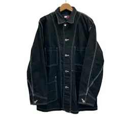 【中古】　TOMMY JEANS　カバーオール　デニム　ジャケット　無地　コットン　ワンポイントロゴ　ブランドロゴ　オーバーサイズ　ビックサイズ　大きめ　114-511201-240　日本製　インポート　ストリート　古着　/0135