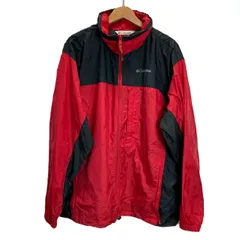 【中古】　Columbia　ナイロンジャンパー　アウター　ハイネック　フルジップ　無地　バイカラー　ワンポイント　ブランドロゴ　フード収納可能　オーバーサイズ　アウトドア　古着　/7070