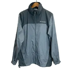 【中古】　Columbia　ナイロンジャンパー　アウター　ハイネック　フルジップ　無地　バイカラー　ワンポイント　ブランドロゴ　フード収納可能　アウトドア　古着　/7070