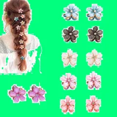 子供 大人 ヘアアクセサリー 結婚式 ラプンツェル風 髪飾り パーティー 可愛い 12個セット 花 髪留め 花 ミニ クリップ 前髪クリップ ヘアクリップ