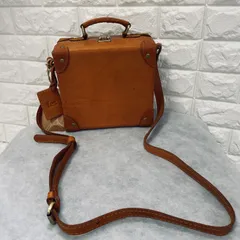 未使用・fes/フェス、ミニトランク型ショルダーバッグ、本革、キャメルブラウン