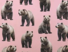 【ゆきちゃん限定】X2801 クマ柄 リアル ピンク コットン生地 1m