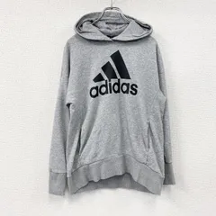 adidas　アディダス　スウェットパーカー/フーディー　パフォーマンスロゴ　デカロゴ　灰色　グレー　Sサイズ　古着