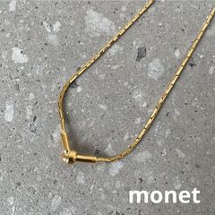 MONET ヴィンテージ マンテル 二連 チェーンネックレス ゴールドカラー 