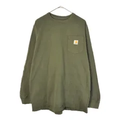 Carhartt カーハート ワンポイントロゴ 長袖ポケットＴシャツ オリーブ(メンズ M)中古 古着 X4090