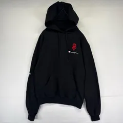 古着 チャンピオン Champion パーカー プルオーバー ワンポイント刺繍ロゴ スウェット S  ブラック系 メンズ