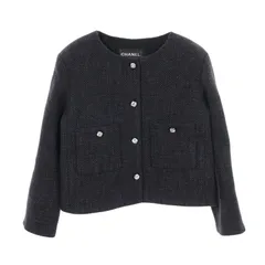 シャネル CHANEL ノーカラージャケット ビジューボタン ツイード ウール ツイード ノーカラージャケット レディース Used Aのサムネイル
