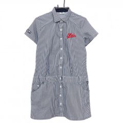 美品【フィラゴルフ】ゴルフ ストライプ 半袖 ポロシャツ ワンピース M
