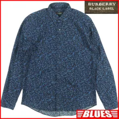 BURBERRY BLACK LABEL バーバリーブラックレーベル シャツ M 青 ネイビー カモフラ 迷彩柄 2 長袖 メンズ ボタンシャツサイズM一覧←SEULB屋着古← TY4445
