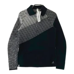 サイズ：M ADIDAS GOLF アディダスゴルフ ; HG1684 襟付き ハーフジップ 長袖ニットセーター 総柄 ブラック系 [240101591309] ゴルフウェア レディース ストスト