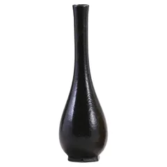 【新品】 花月窯(Kagetsugama) 花器 黒 サイズ:直径8x高さ25cm 花入 鶴亀一輪 黒 0