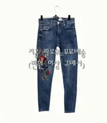 レディース24 / ザラ スリム 花刺繍 デニムパンツBL 5-2