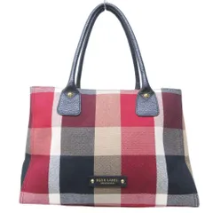 ブルーレーベルクレストブリッジ BLUE LABEL CRESTBRIDGE トートバッグ ハンドバッグ チェック柄 キャンバス 切替 レッド ブラック ベージュ 系 0406