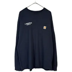 Carhartt カーハート 企業ロゴ 長袖Ｔシャツ ネイビー(メンズ L)中古 古着 X8767