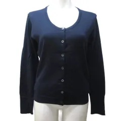 マーガレットハウエル MARGARET HOWELL × ジョンスメドレー JOHN SMEDLEY 別注 コラボ ニット カーディガン ウール 長袖 2 約M 紺 ネイビー 0407