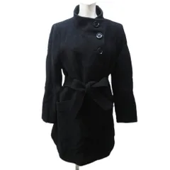 23区 オンワード樫山 スタンドカラーコート メルトンジャケット アンゴラ ウール混 ミドル丈 44 約XL 黒 ブラック ■GY99 0407